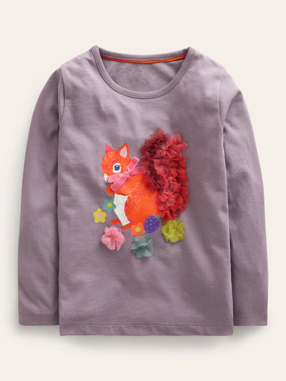 Mini Boden Squirrel Appliqué Top 12-18M Purple
